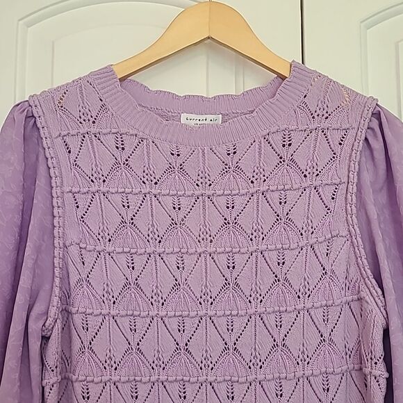 CURRENT AIR Long Sleeve Woven Textural Sweater Knit Top Lavender Size M - Picture 3 of 13